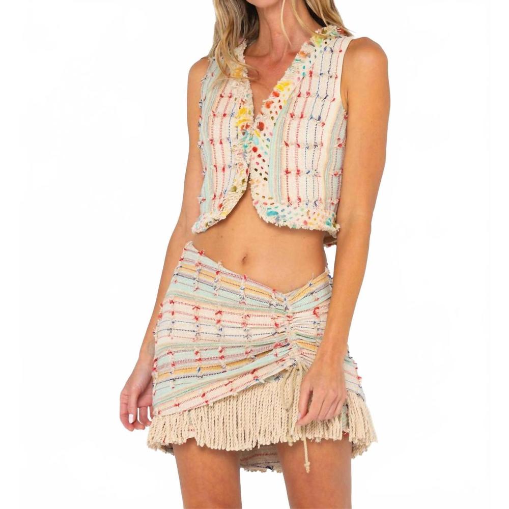 NEW JBQ maya mini skirt in fringed multi